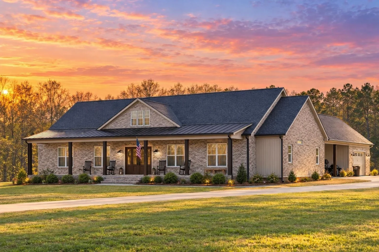20-2196 HOUSE PLAN – Modern Farmhouse Home Plan – 3-Bed, 2.5-Bath, 2,467 SF - Modern Brick, AI-generated exterior concept