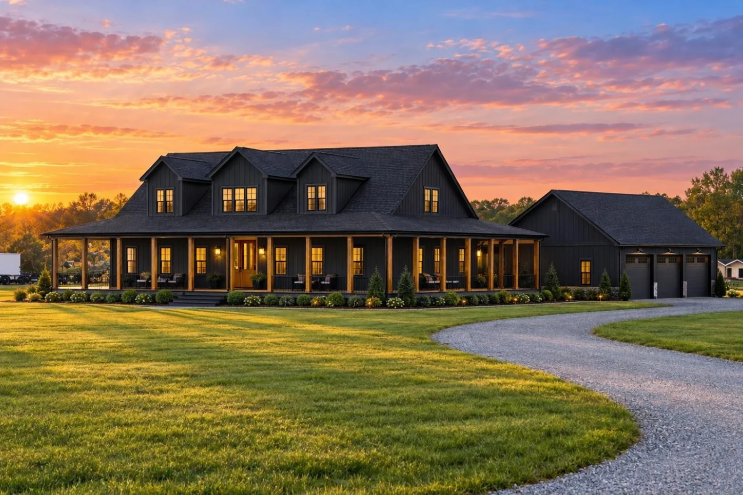 20-1471 HOUSE PLAN – Modern Farmhouse Home Plan – 3-Bed, 4-Bath, 2,924 SF - Modern Dark, AI-generated exterior concept