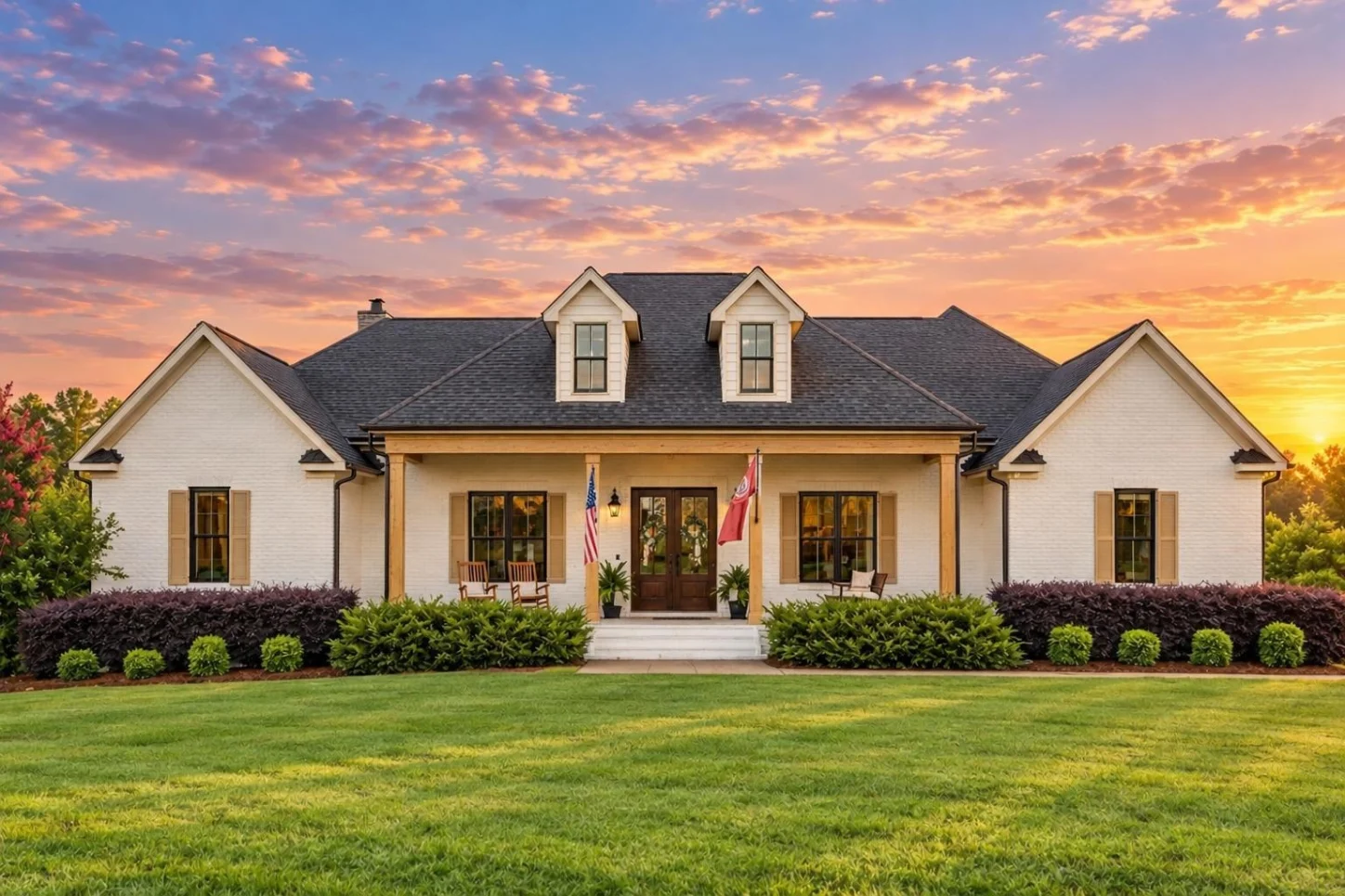 20-2124 HOUSE PLAN – French Country Home Plan – 3-Bed, 3.5-Bath, 2,365 SF - Warm Natural, AI-generated exterior concept
