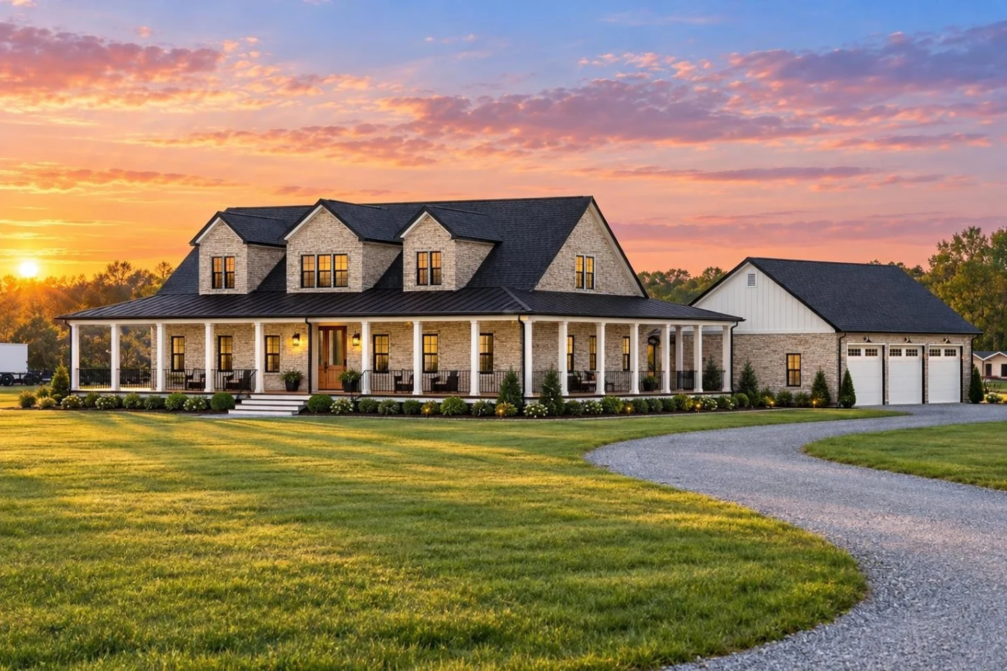 20-1471 HOUSE PLAN – Modern Farmhouse Home Plan – 3-Bed, 4-Bath, 2,924 SF - Modern Brick, AI-generated exterior concept