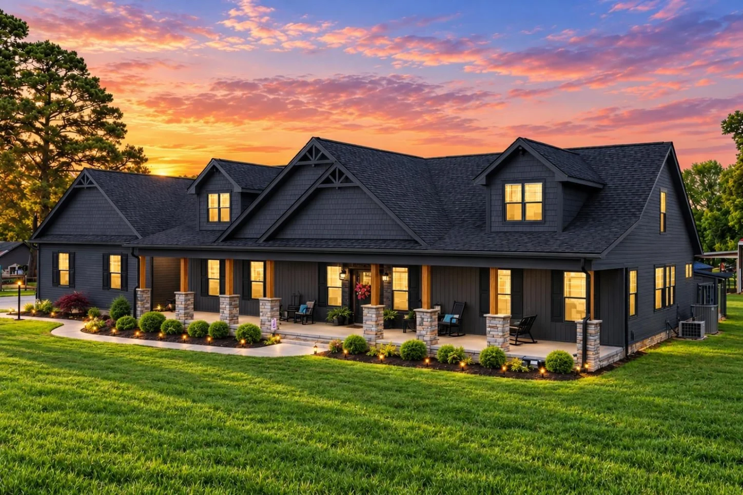 20-1505 HOUSE PLAN – Modern Farmhouse Home Plan – 3-Bed, 2-Bath, 2,112 SF - Modern Dark, AI-generated exterior concept
