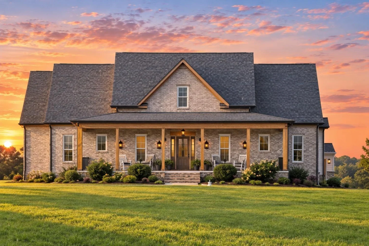 20-1279 HOUSE PLAN – Modern Farmhouse Home Plan – 3-Bed, 2-Bath, 2,631 SF - Modern Brick, AI-generated exterior concept
