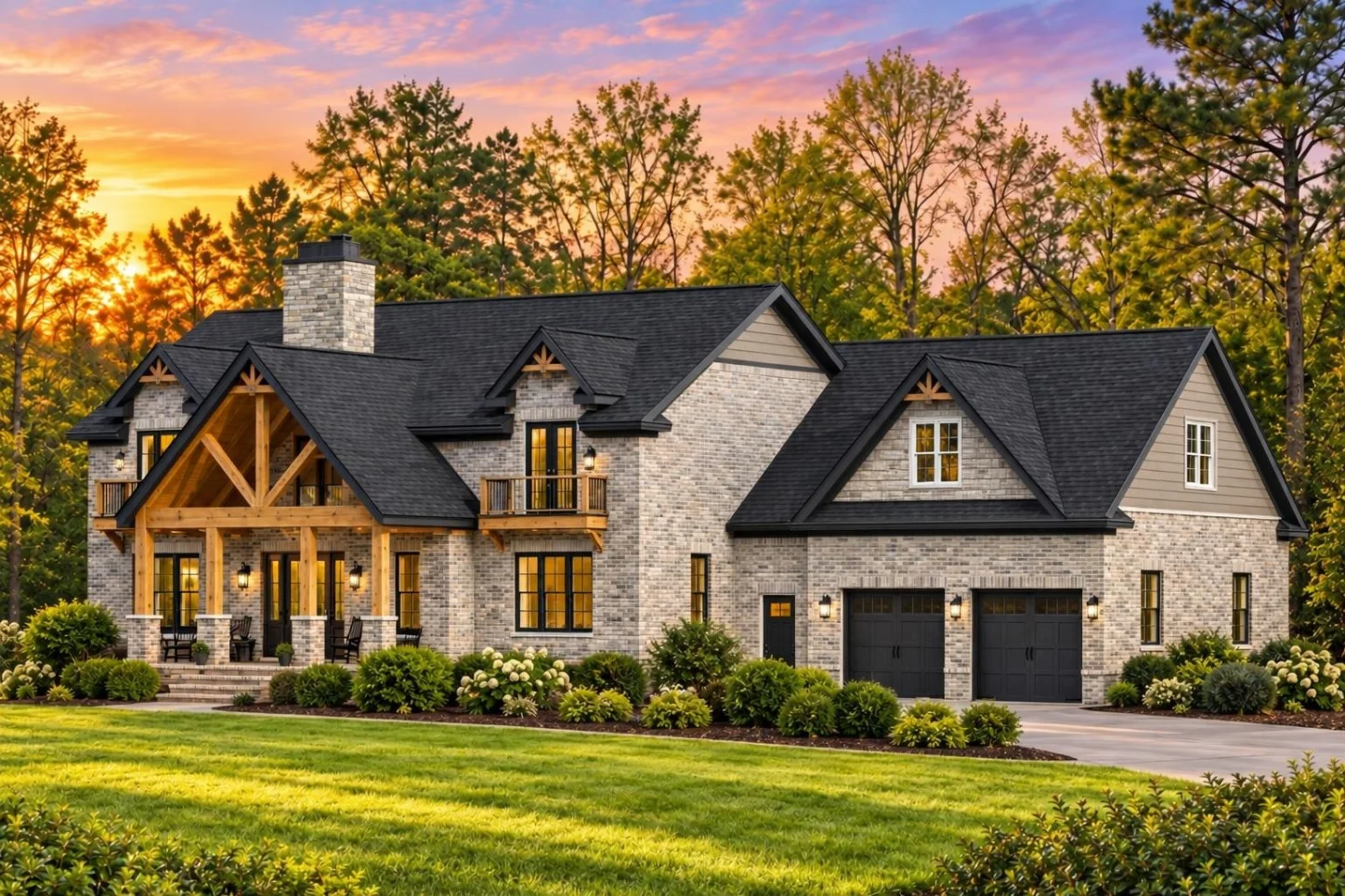 20-1608 HOUSE PLAN – Rustic Craftsman Home Plan – 4-Bed, 3.5-Bath, 3,827 SF - Modern Brick, AI-generated exterior concept