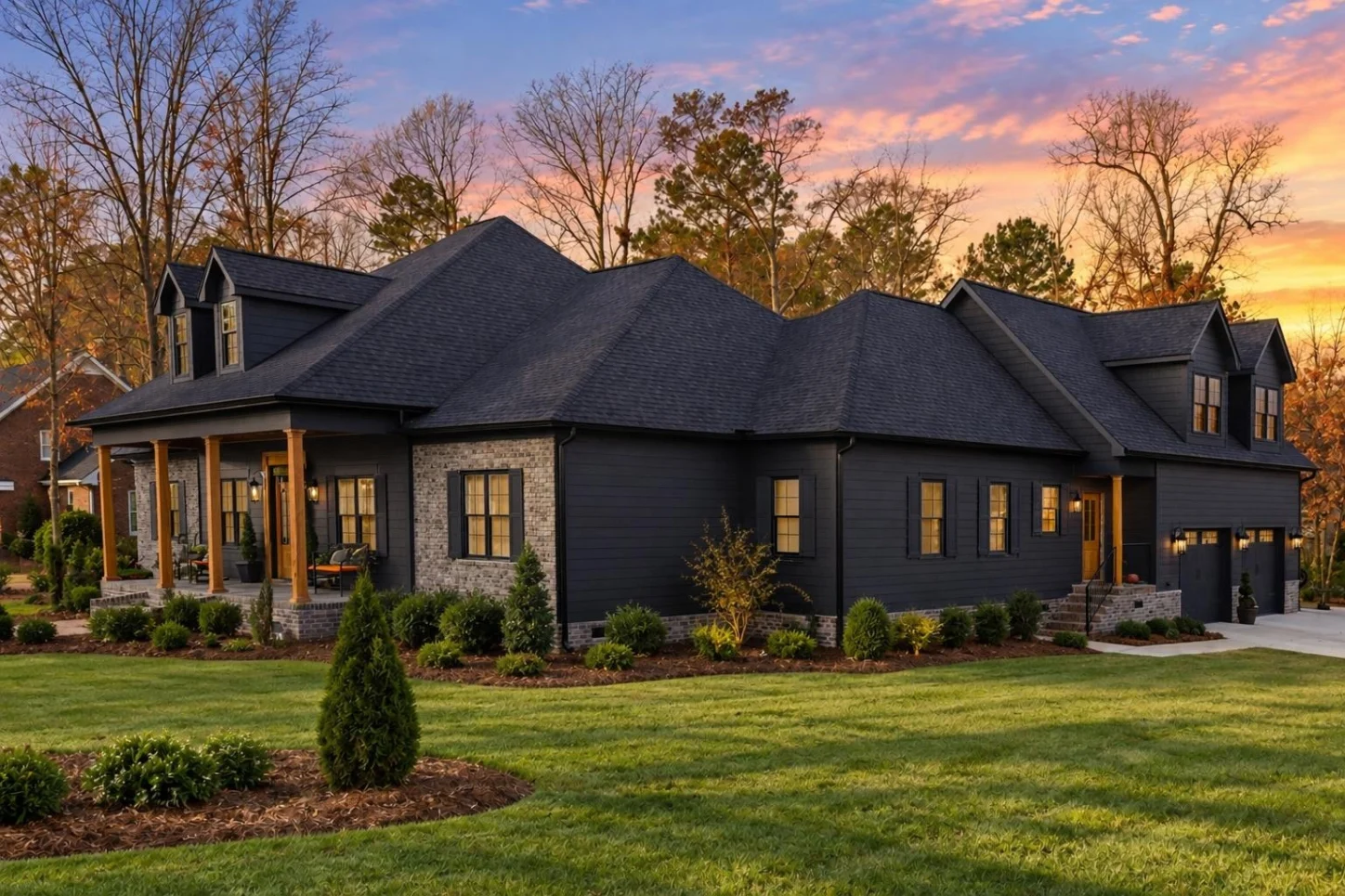 20-2149 HOUSE PLAN – Southern Traditional Home Plan – 3-Bed, 2.5-Bath, 3,599 SF - Modern Dark, AI-generated exterior concept