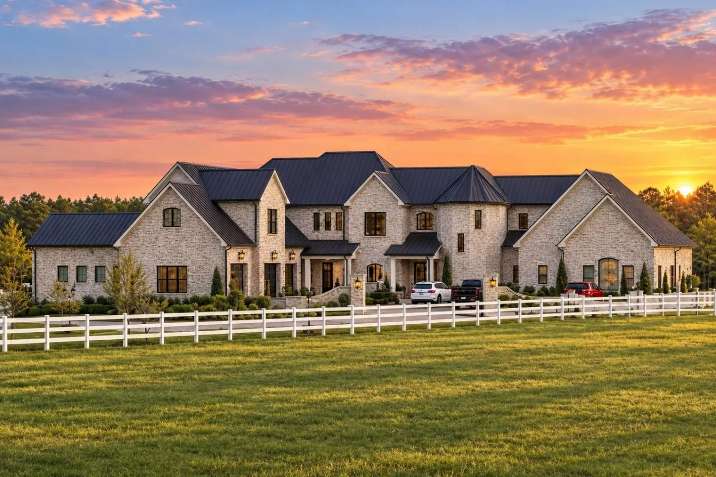 20-2059 HOUSE PLAN – Modern Farmhouse Home Plan – 5-Bed, 6.5-Bath, 6,008 SF - Modern Brick, AI-generated exterior concept