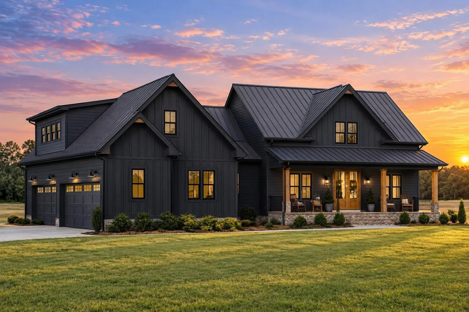 20-1615 HOUSE PLAN – Modern Farmhouse Home Plan – 4-Bed, 3-Bath, 2,690 SF - Modern Dark, AI-generated exterior concept