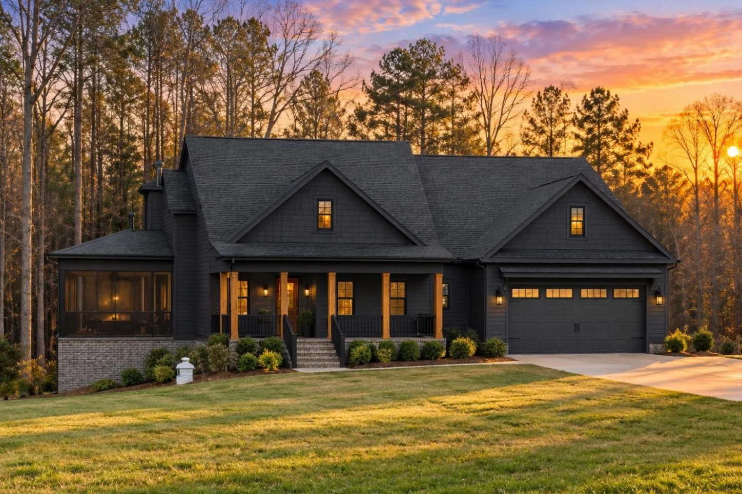20-1594 HOUSE PLAN – Modern Farmhouse Home Plan – 3-Bed, 3.5-Bath, 2,492 SF - Modern Dark, AI-generated exterior concept