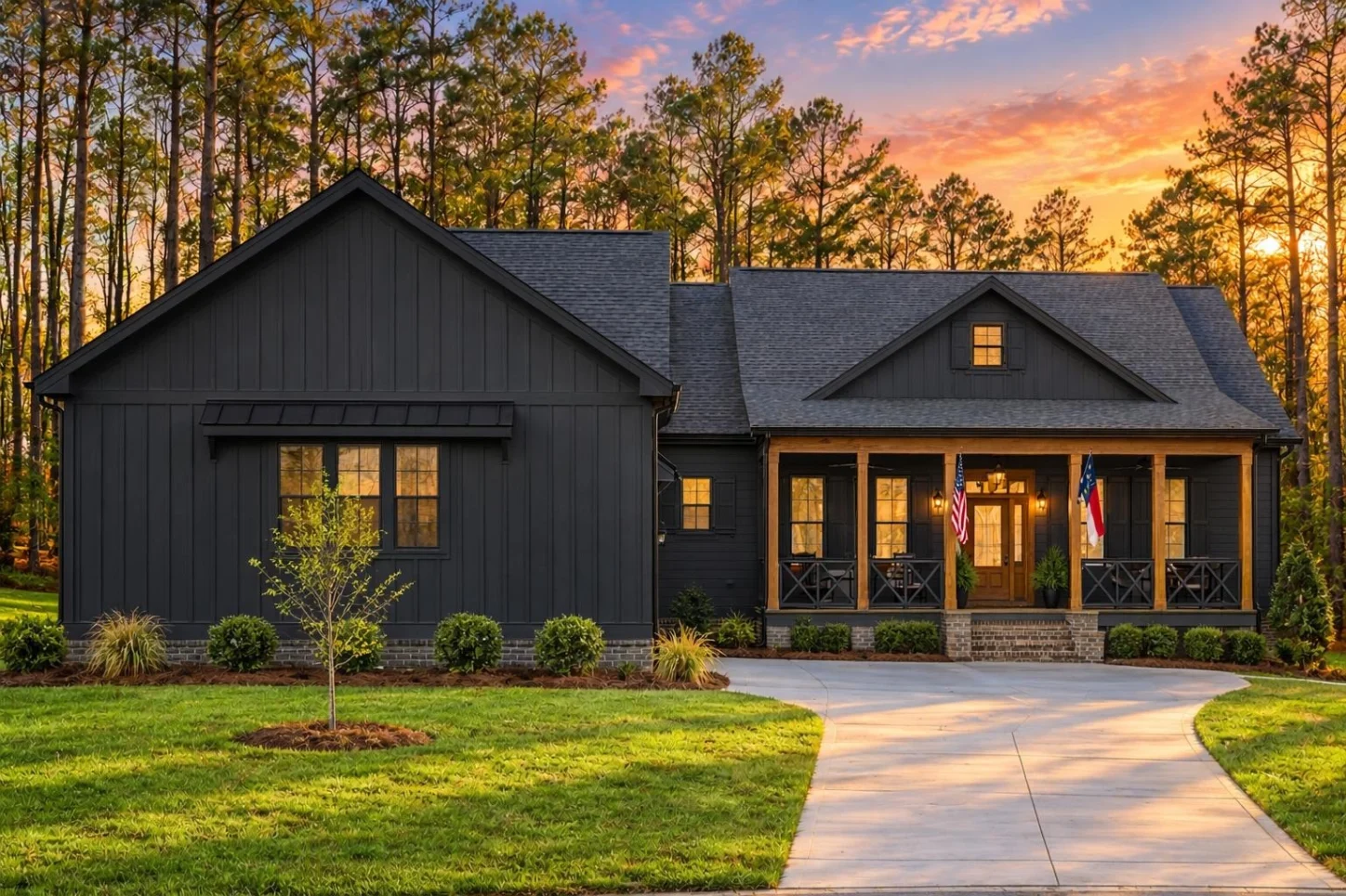 20-2162 HOUSE PLAN – Modern Farmhouse Home Plan – 4-Bed, 3.5-Bath, 3,285 SF - Modern Dark, AI-generated exterior concept