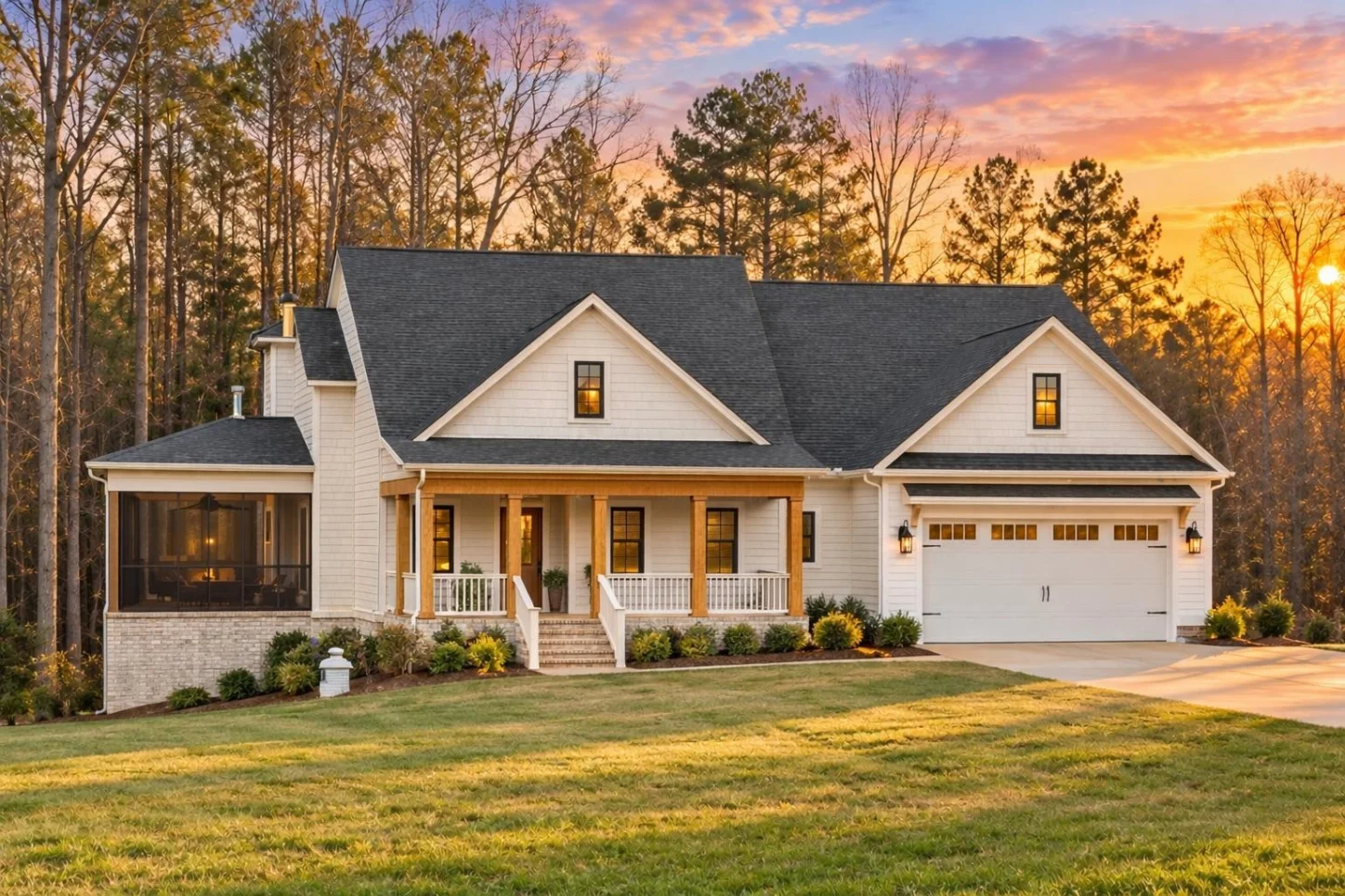 20-1594 HOUSE PLAN – Modern Farmhouse Home Plan – 3-Bed, 3.5-Bath, 2,492 SF - Warm Natural, AI-generated exterior concept