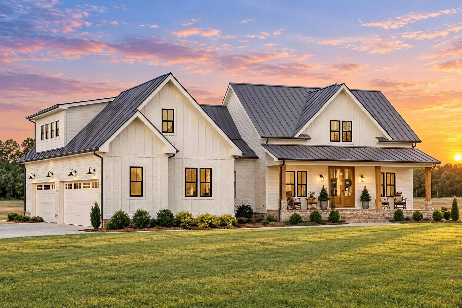 20-1615 HOUSE PLAN – Modern Farmhouse Home Plan – 4-Bed, 3-Bath, 2,690 SF - Warm Natural, AI-generated exterior concept