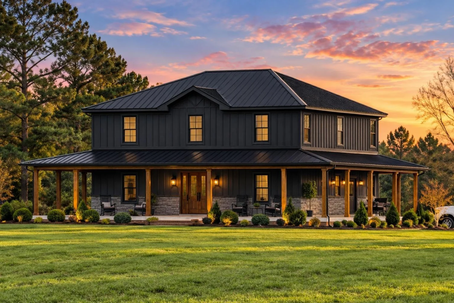 20-1785 HOUSE PLAN – Modern Farmhouse Home Plan – 4-Bed, 3.5-Bath, 2,825 SF - Modern Dark, AI-generated exterior concept