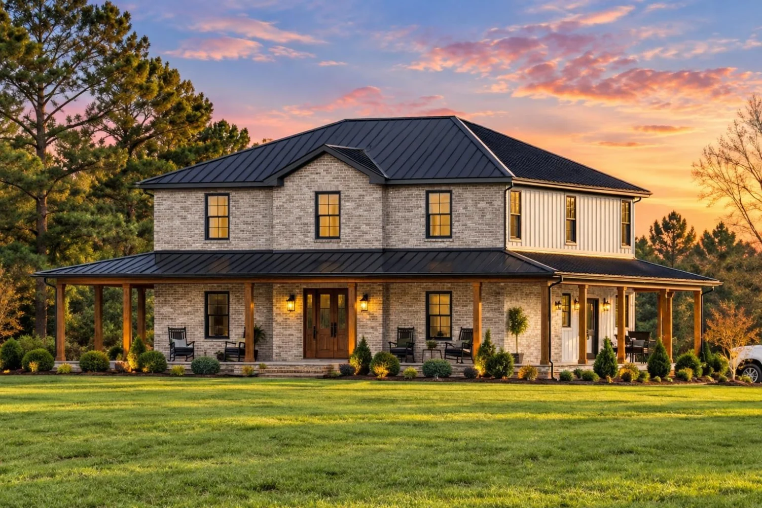 20-1785 HOUSE PLAN – Modern Farmhouse Home Plan – 4-Bed, 3.5-Bath, 2,825 SF - Modern Brick, AI-generated exterior concept