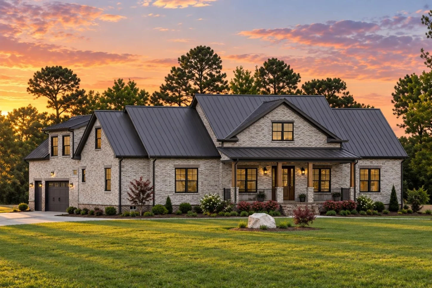 20-1408 HOUSE PLAN – Modern Farmhouse Home Plan – 4-Bed, 2.5-Bath, 2,440 SF - Modern Brick, AI-generated exterior concept