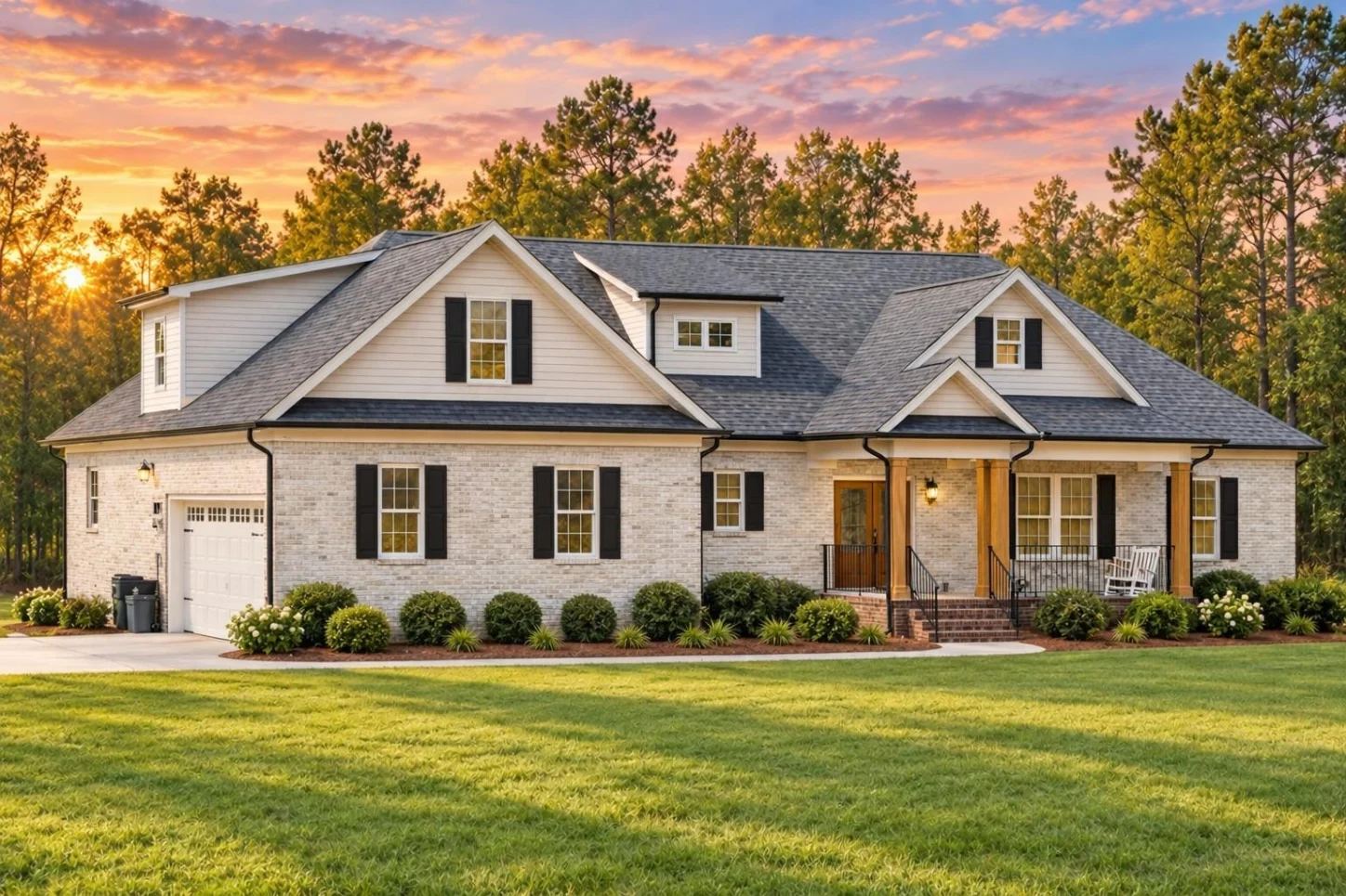 20-1456 HOUSE PLAN – Traditional Ranch Home Plan – 3-Bed, 3.5-Bath, 3,044 SF - Warm Natural, AI-generated exterior concept