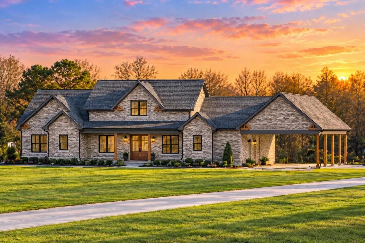 20-1689 HOUSE PLAN – Modern Farmhouse Home Plan – 3-Bed, 2.5-Bath, 2,092 SF - Modern Brick, AI-generated exterior concept