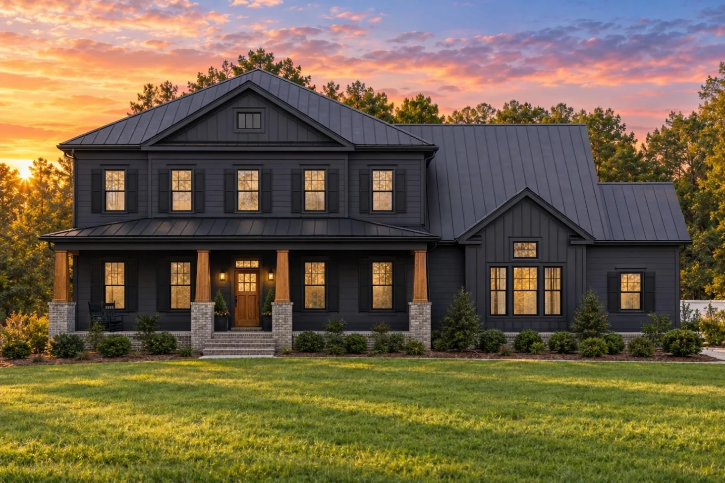 20-2145 HOUSE PLAN – Modern Farmhouse Home Plan – 5-Bed, 4.5-Bath, 3,795 SF - Modern Dark, AI-generated exterior concept