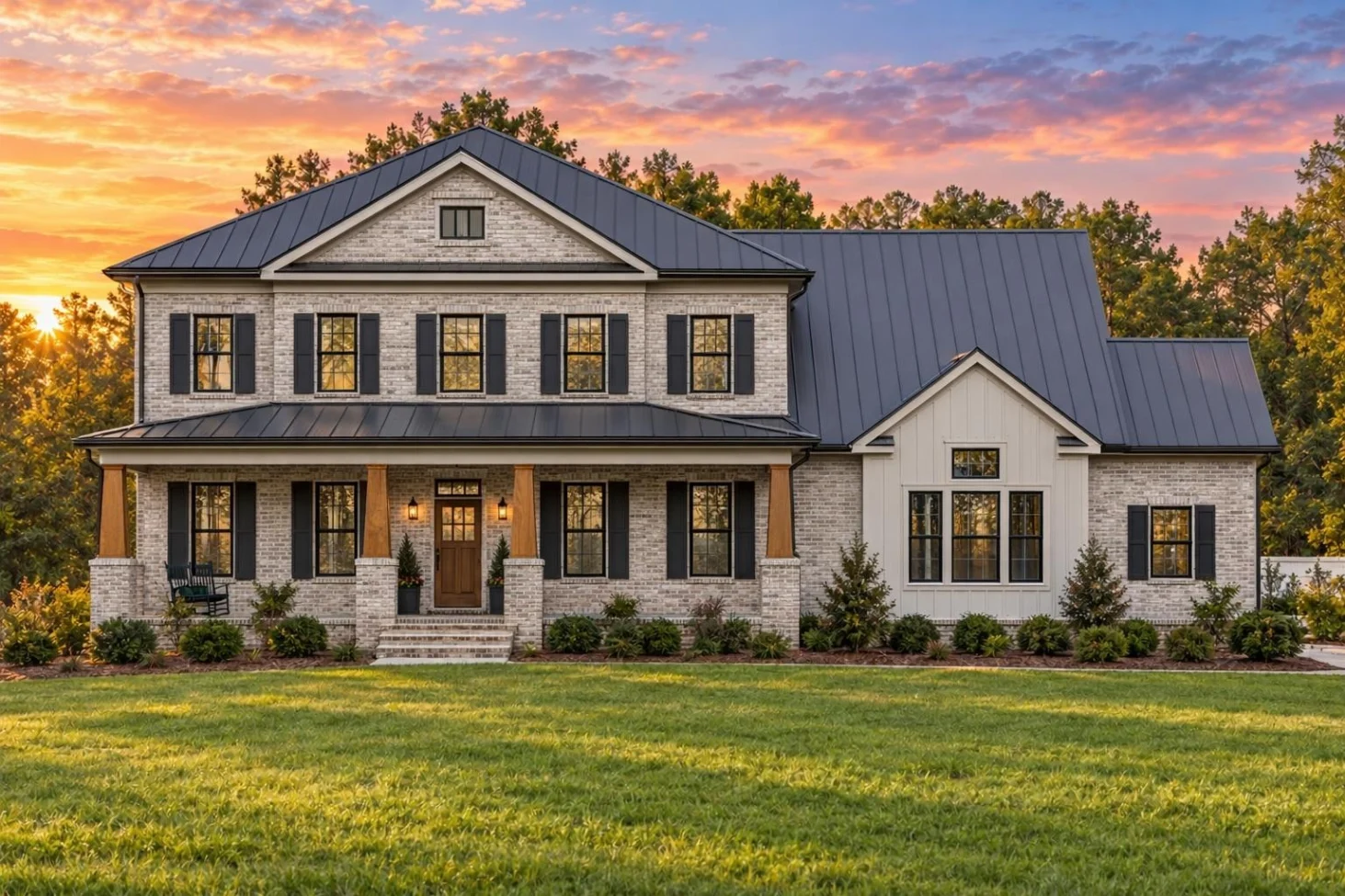 20-2145 HOUSE PLAN – Modern Farmhouse Home Plan – 5-Bed, 4.5-Bath, 3,795 SF - Modern Brick, AI-generated exterior concept