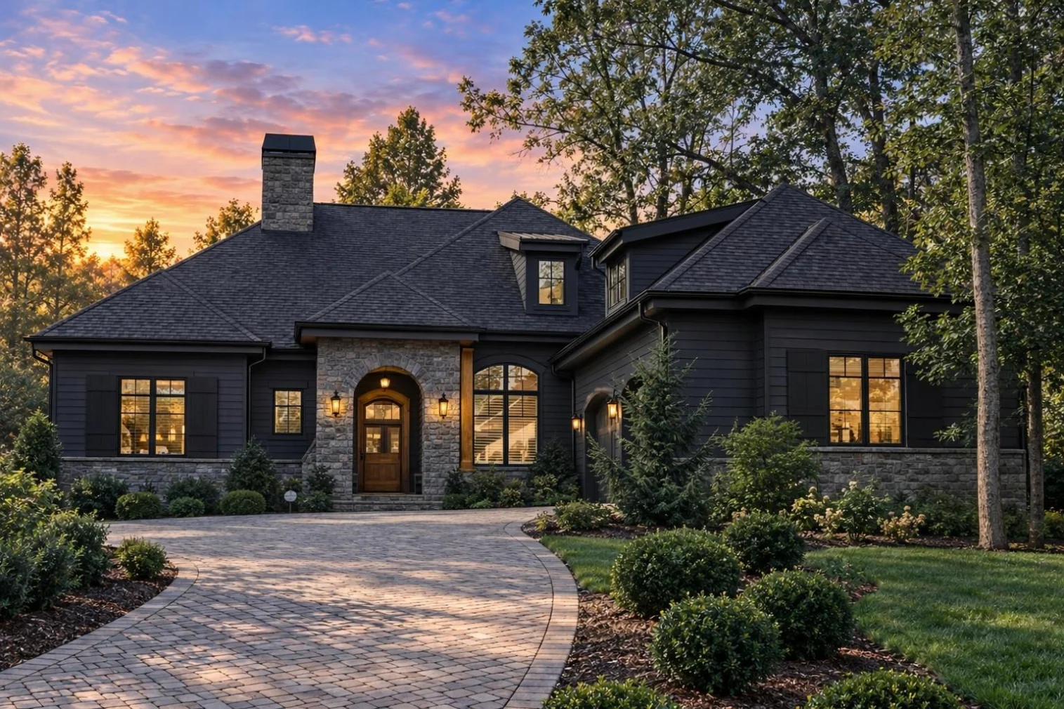 16-1766 HOUSE PLAN – French Country Home Plan – 3-Bed, 4-Bath, 2,753 SF - Modern Dark, AI-generated exterior concept