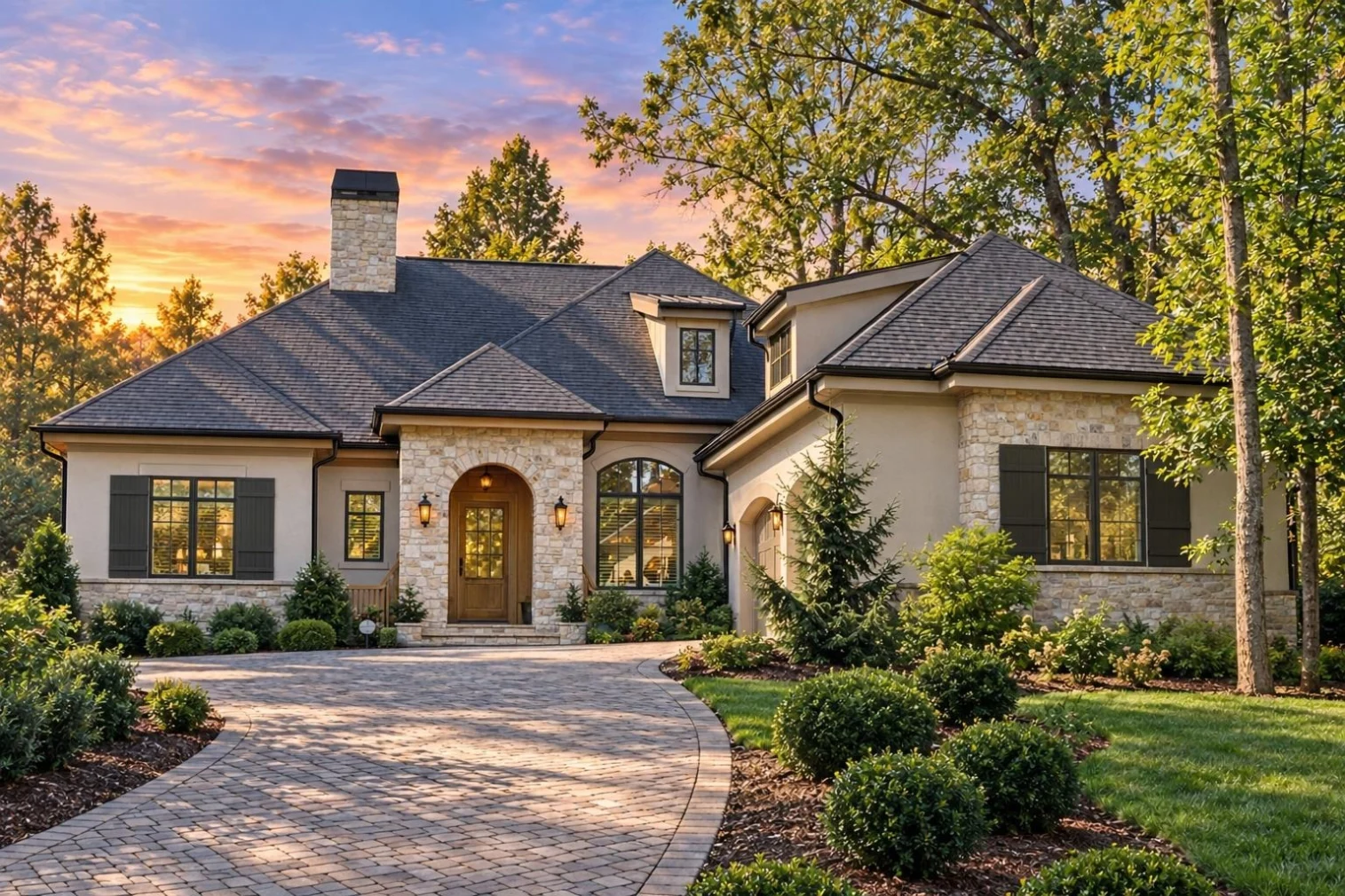 16-1766 HOUSE PLAN – French Country Home Plan – 3-Bed, 4-Bath, 2,753 SF - Warm Natural, AI-generated exterior concept