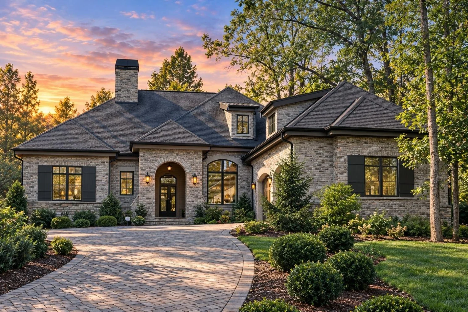 16-1766 HOUSE PLAN – French Country Home Plan – 3-Bed, 4-Bath, 2,753 SF - Modern Brick, AI-generated exterior concept