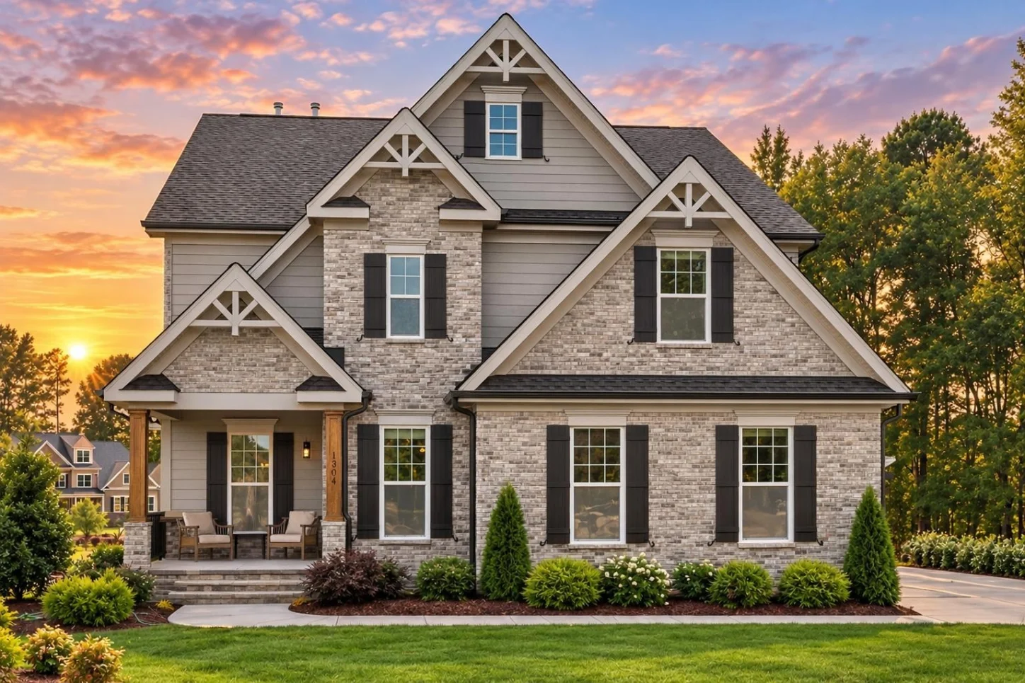 17-2163 HOUSE PLAN – Modern Craftsman Home Plan – 4-Bed, 4-Bath, 3,363 SF - Modern Brick, AI-generated exterior concept