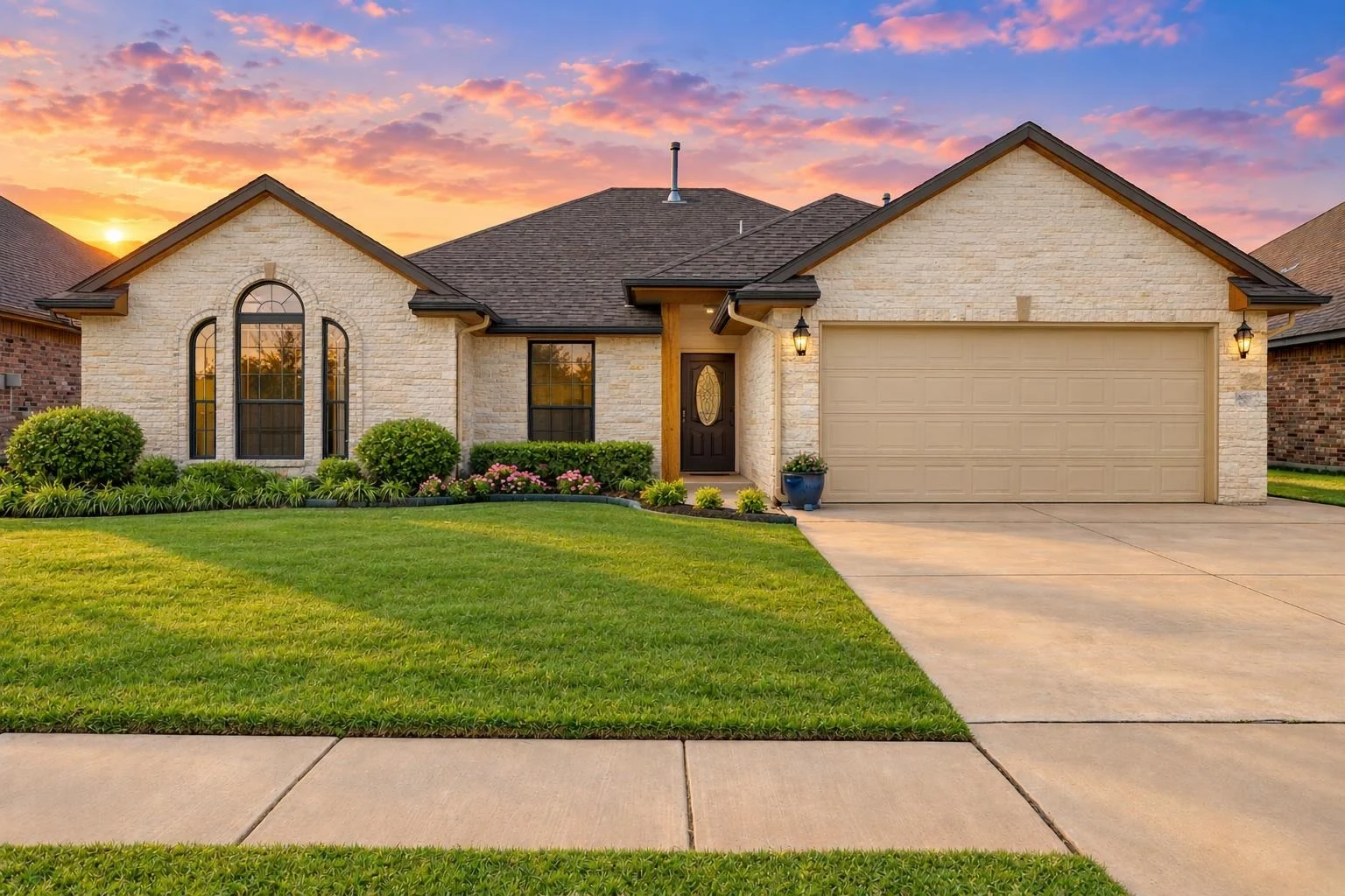 24-1931 HOUSE PLAN – Ranch Home Plan – 4-Bed, 2-Bath, 1,544 SF - Warm Natural, AI-generated exterior concept