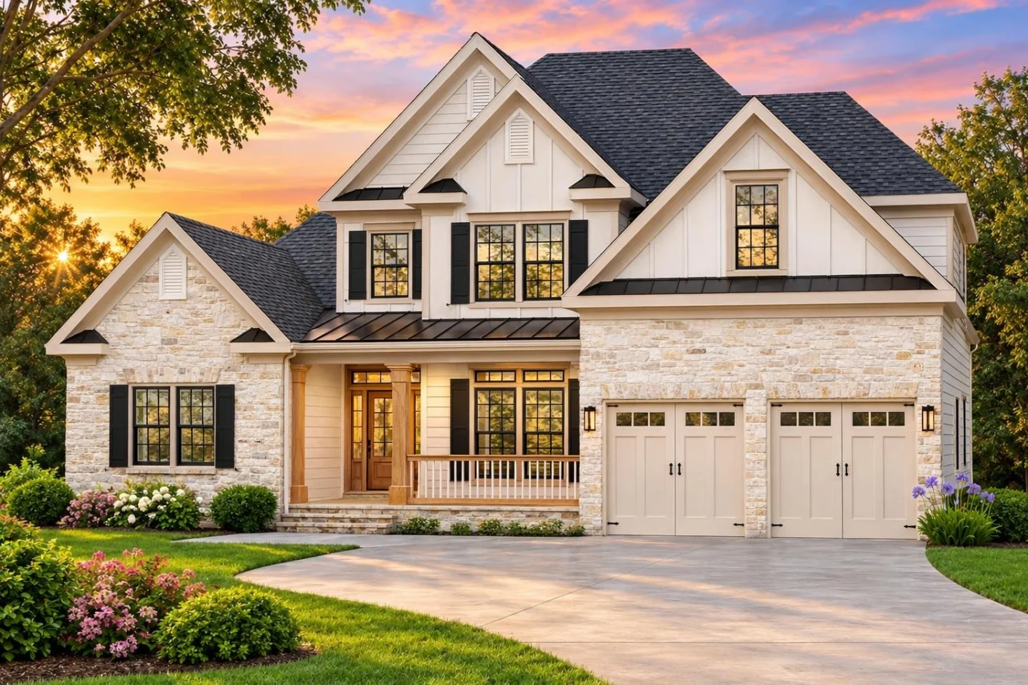 24-1628 HOUSE PLAN – Modern Craftsman Home Plan – 3-Bed, 2-Bath, 2,276 SF - Warm Natural, AI-generated exterior concept