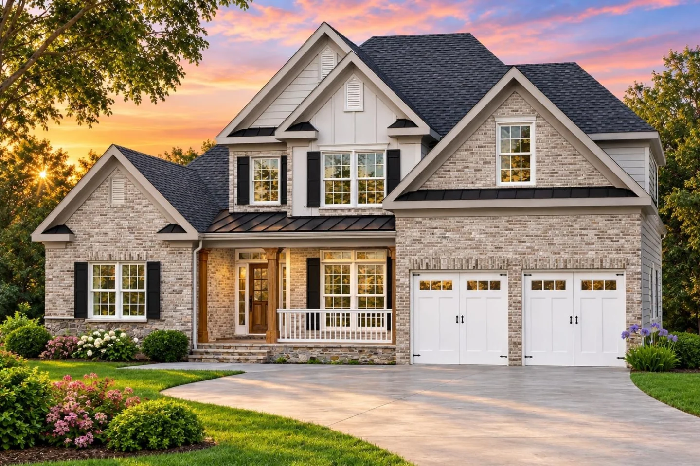 24-1628 HOUSE PLAN – Modern Craftsman Home Plan – 3-Bed, 2-Bath, 2,276 SF - Modern Brick, AI-generated exterior concept