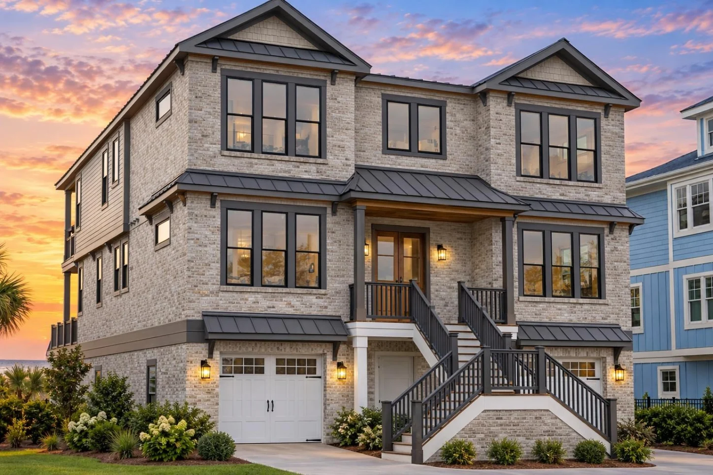 24-1472 HOUSE PLAN – Coastal Farmhouse Home Plan – 6-Bed, 5-Bath, 3,882 SF - Modern Brick, AI-generated exterior concept