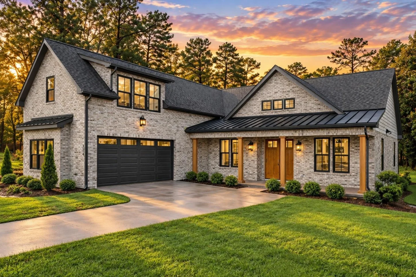 23-1665 HOUSE PLAN – Modern Farmhouse Home Plan – 2-Bed, 3-Bath, 2,698 SF - Modern Brick, AI-generated exterior concept
