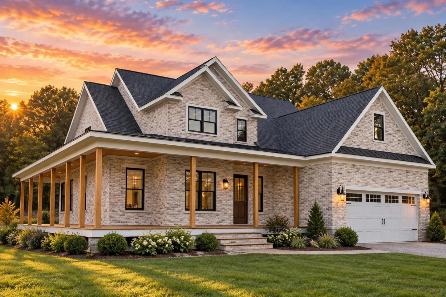 23-2029 HOUSE PLAN – Modern Farmhouse Home Plan – 4-Bed, 3.5-Bath, 2,535 SF - Modern Brick, AI-generated exterior concept