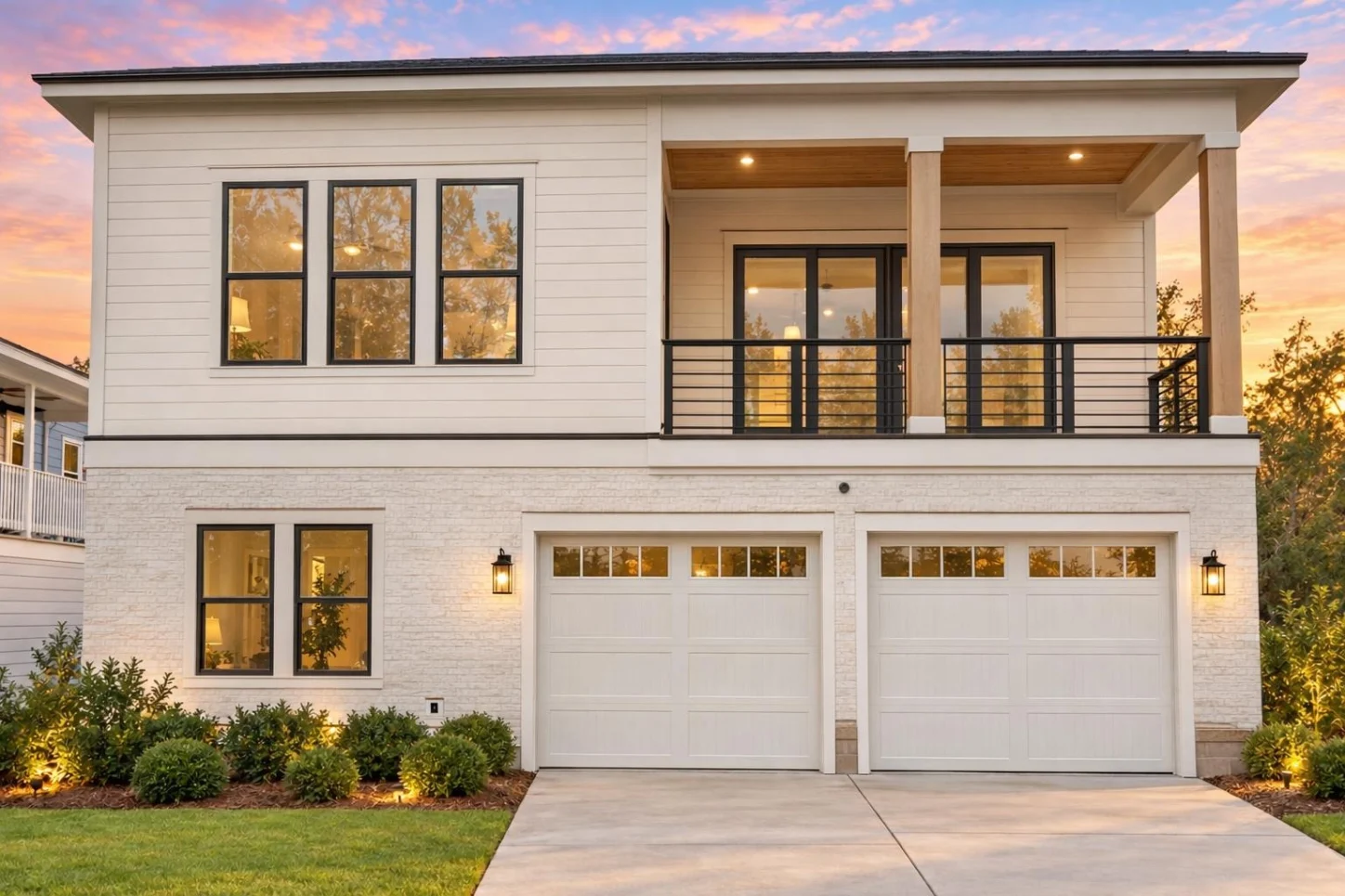 24-1073 HOUSE PLAN – Coastal Contemporary Home Plan – 5-Bed, 3-Bath, 3,186 SF - Warm Natural, AI-generated exterior concept