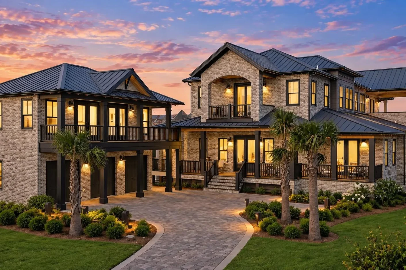 23-1235 HOUSE PLAN – Coastal Luxury Home Plan – 6-Bed, 5-Bath, 6,350 SF - Modern Brick, AI-generated exterior concept