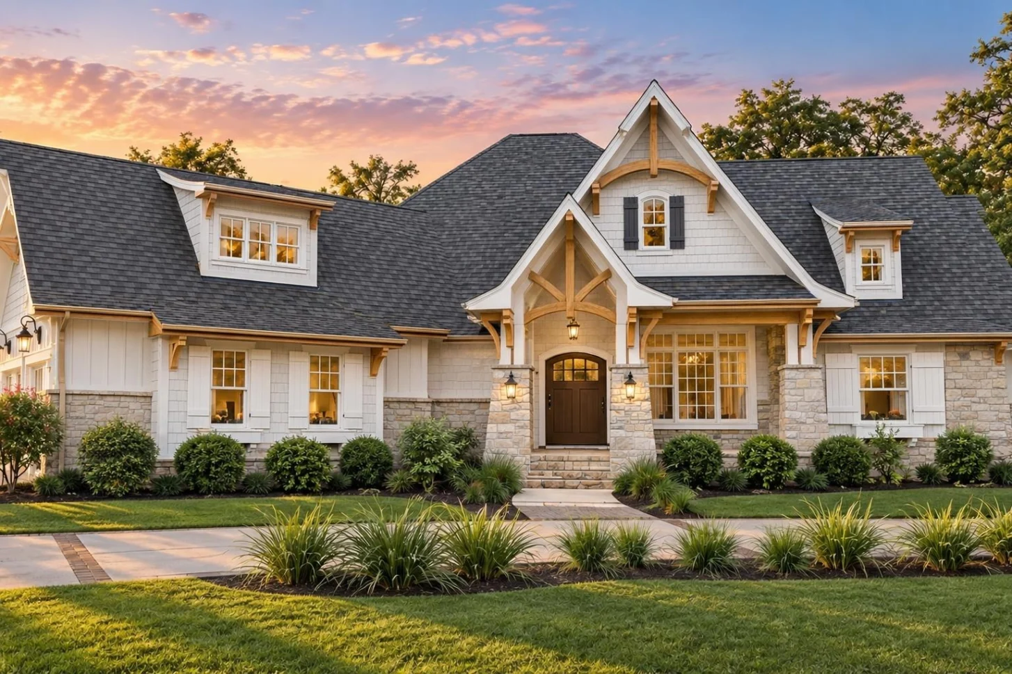 23-1072 HOUSE PLAN – Traditional Craftsman Home Plan – 3-Bed, 2-Bath, 3,312 SF - Warm Natural, AI-generated exterior concept
