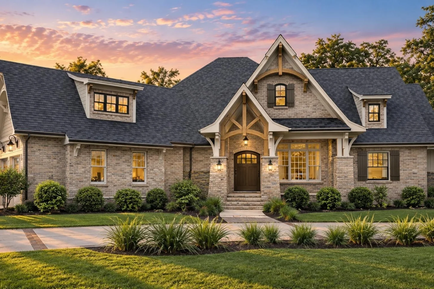 23-1072 HOUSE PLAN – Traditional Craftsman Home Plan – 3-Bed, 2-Bath, 3,312 SF - Modern Brick, AI-generated exterior concept
