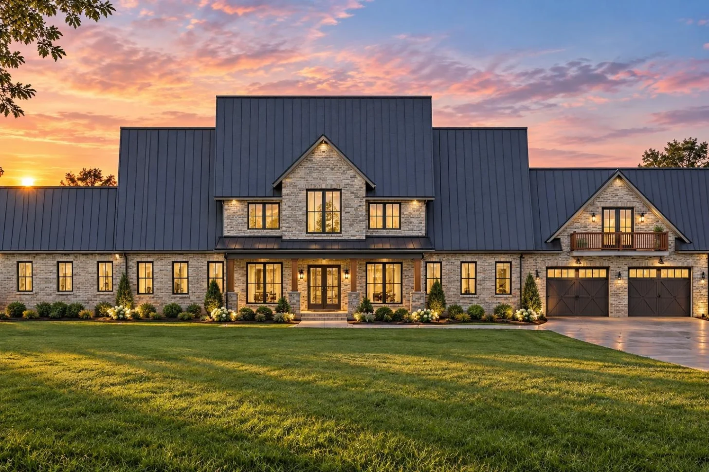 23-1606 HOUSE PLAN – Modern Farmhouse Home Plan – 2-Bed, 2.5-Bath, 4,992 SF - Modern Brick, AI-generated exterior concept