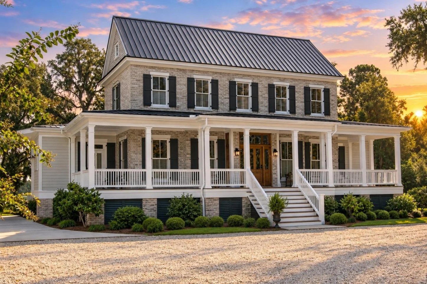 23-1787 HOUSE PLAN – Southern Colonial Farmhouse Home Plan – 5-Bed, 4-Bath, 3,954 SF - Modern Brick, AI-generated exterior concept
