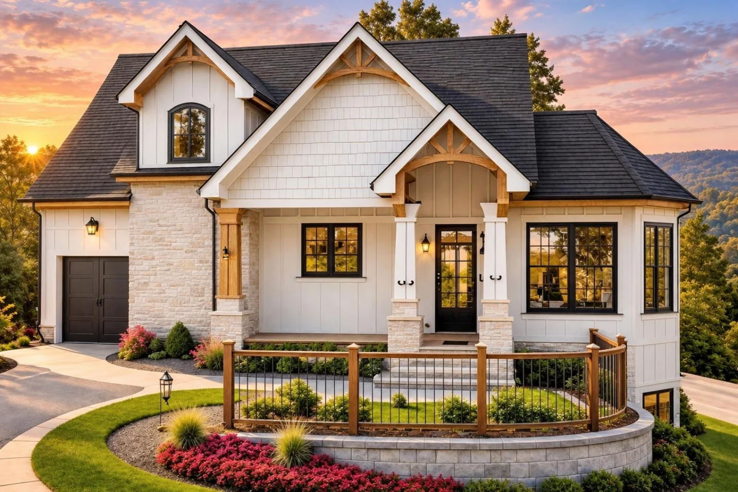 23-1649 HOUSE PLAN – Modern Craftsman Cottage Home Plan – 5-Bed, 3.5-Bath, 2,810 SF - Warm Natural, AI-generated exterior concept