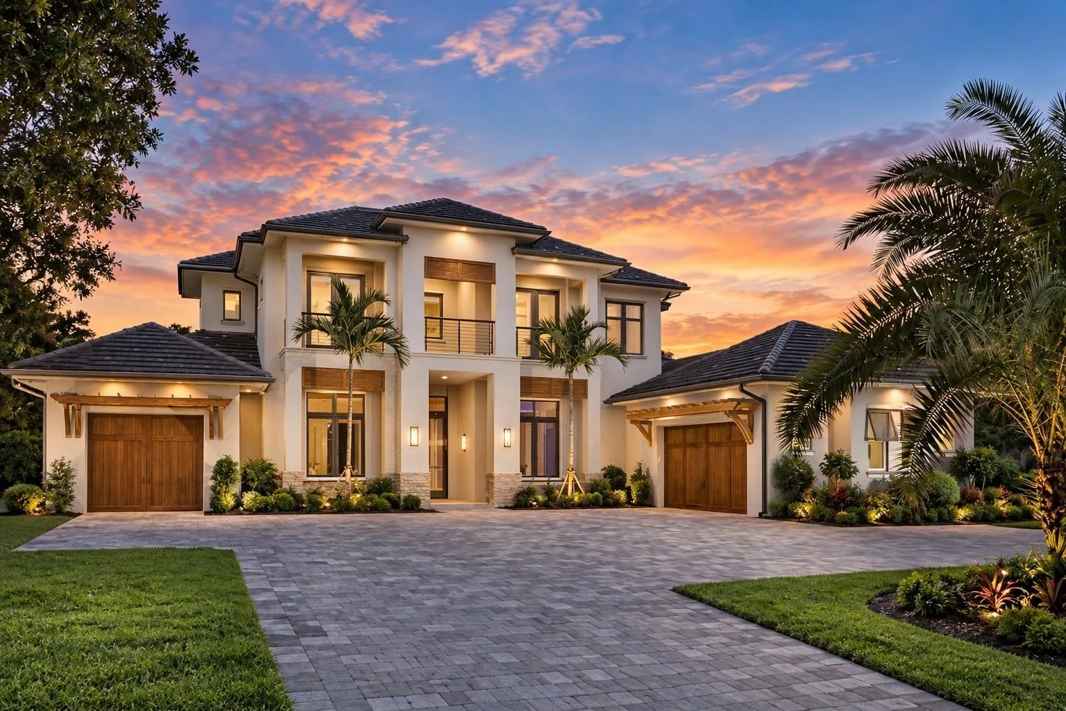 23-1514 HOUSE PLAN – Contemporary Mediterranean Home Plan – 4-Bed, 4-Bath, 4,738 SF - Warm Natural, AI-generated exterior concept