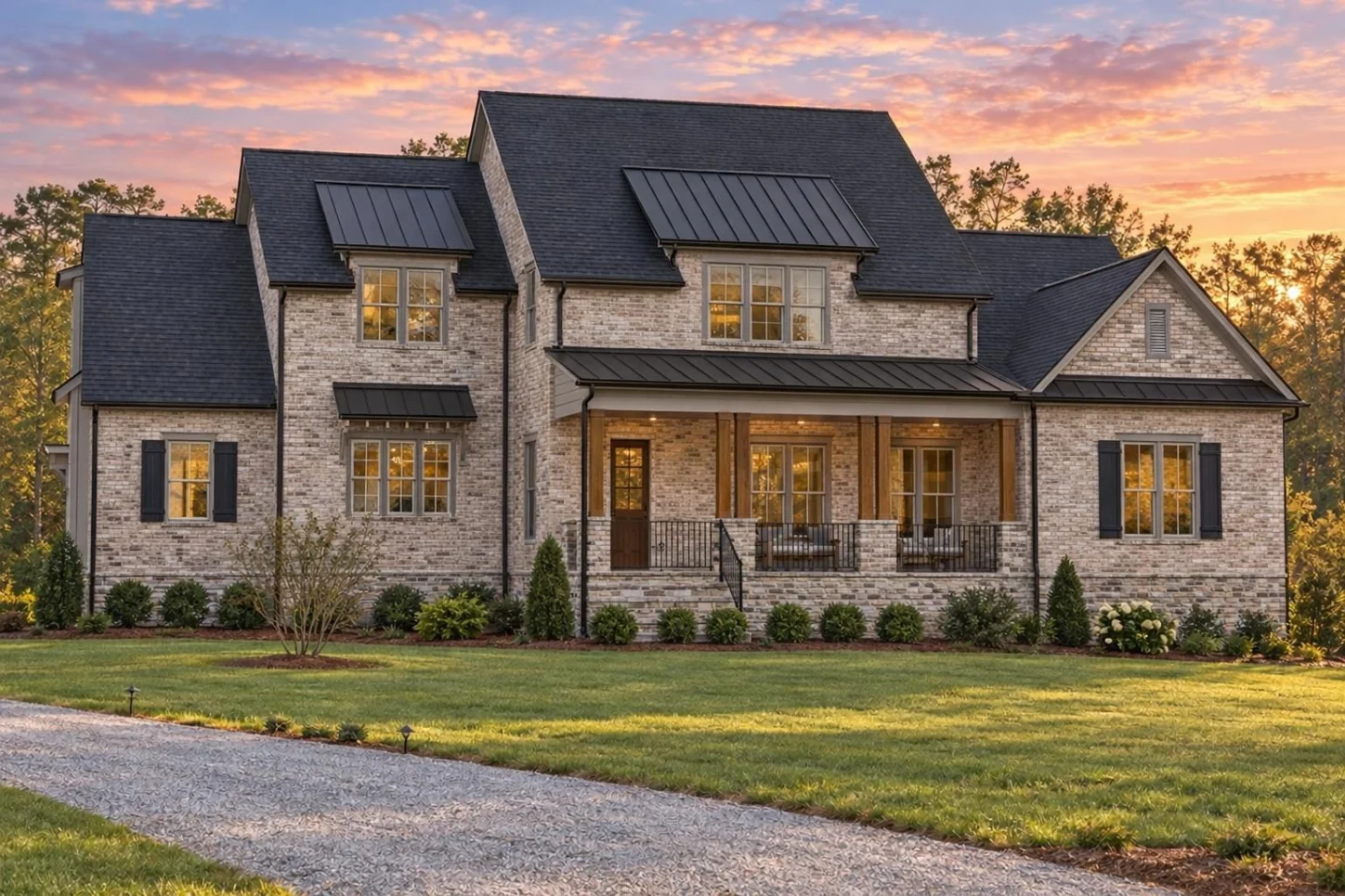 23-1138 HOUSE PLAN – Modern Farmhouse Home Plan – 5-Bed, 5-Bath, 4,139 SF - Modern Brick, AI-generated exterior concept