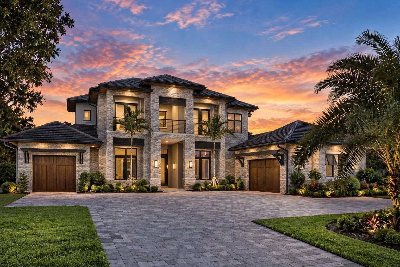 23-1514 HOUSE PLAN – Contemporary Mediterranean Home Plan – 4-Bed, 4-Bath, 4,738 SF - Modern Brick, AI-generated exterior concept