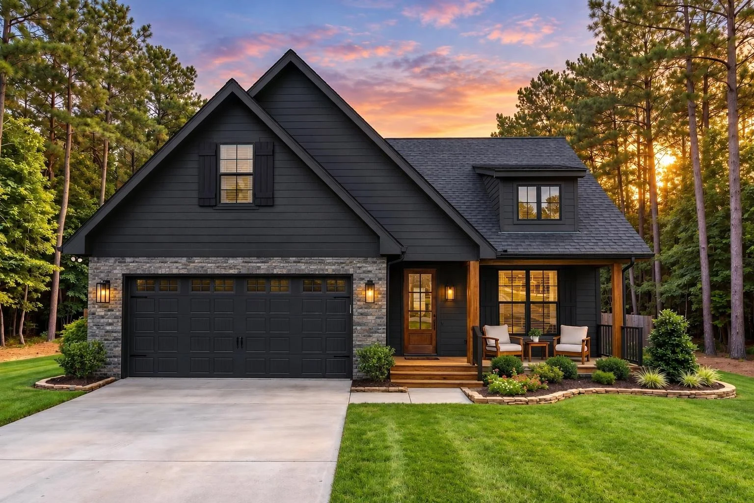 23-1868 HOUSE PLAN – Modern Farmhouse Home Plan – 4-Bed, 2.5-Bath, 2,004 SF - Modern Dark, AI-generated exterior concept
