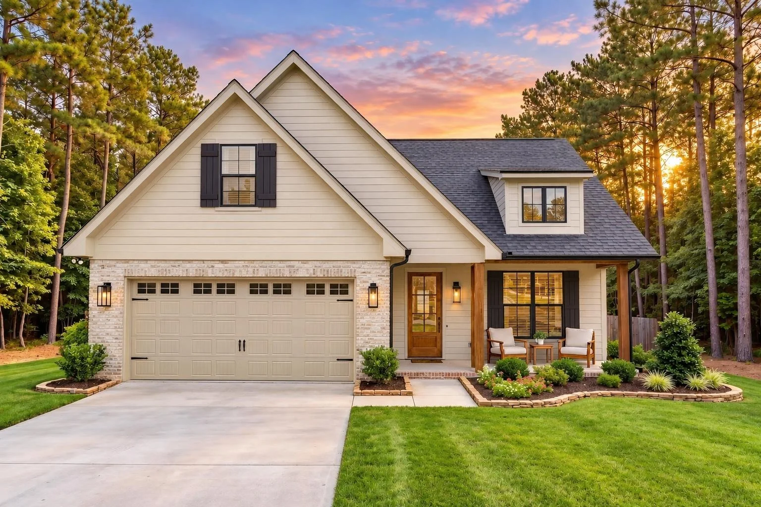 23-1868 HOUSE PLAN – Modern Farmhouse Home Plan – 4-Bed, 2.5-Bath, 2,004 SF - Warm Natural, AI-generated exterior concept