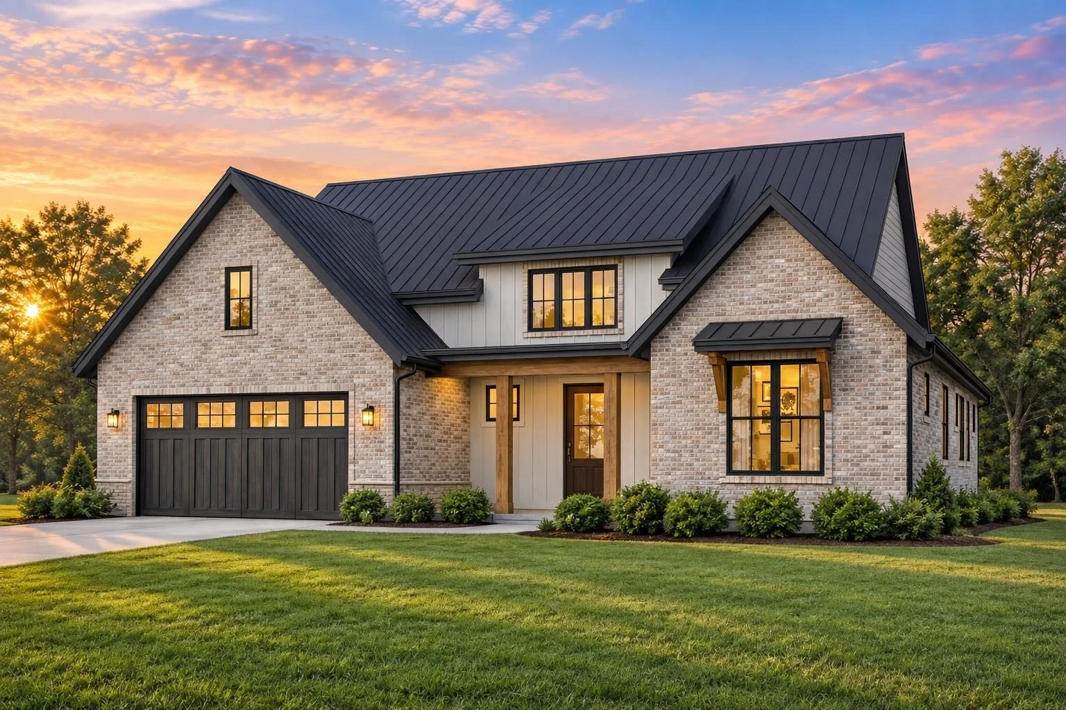 23-1123 HOUSE PLAN – Modern Farmhouse Home Plan – 3-Bed, 2-Bath, 1,878 SF - Modern Brick, AI-generated exterior concept
