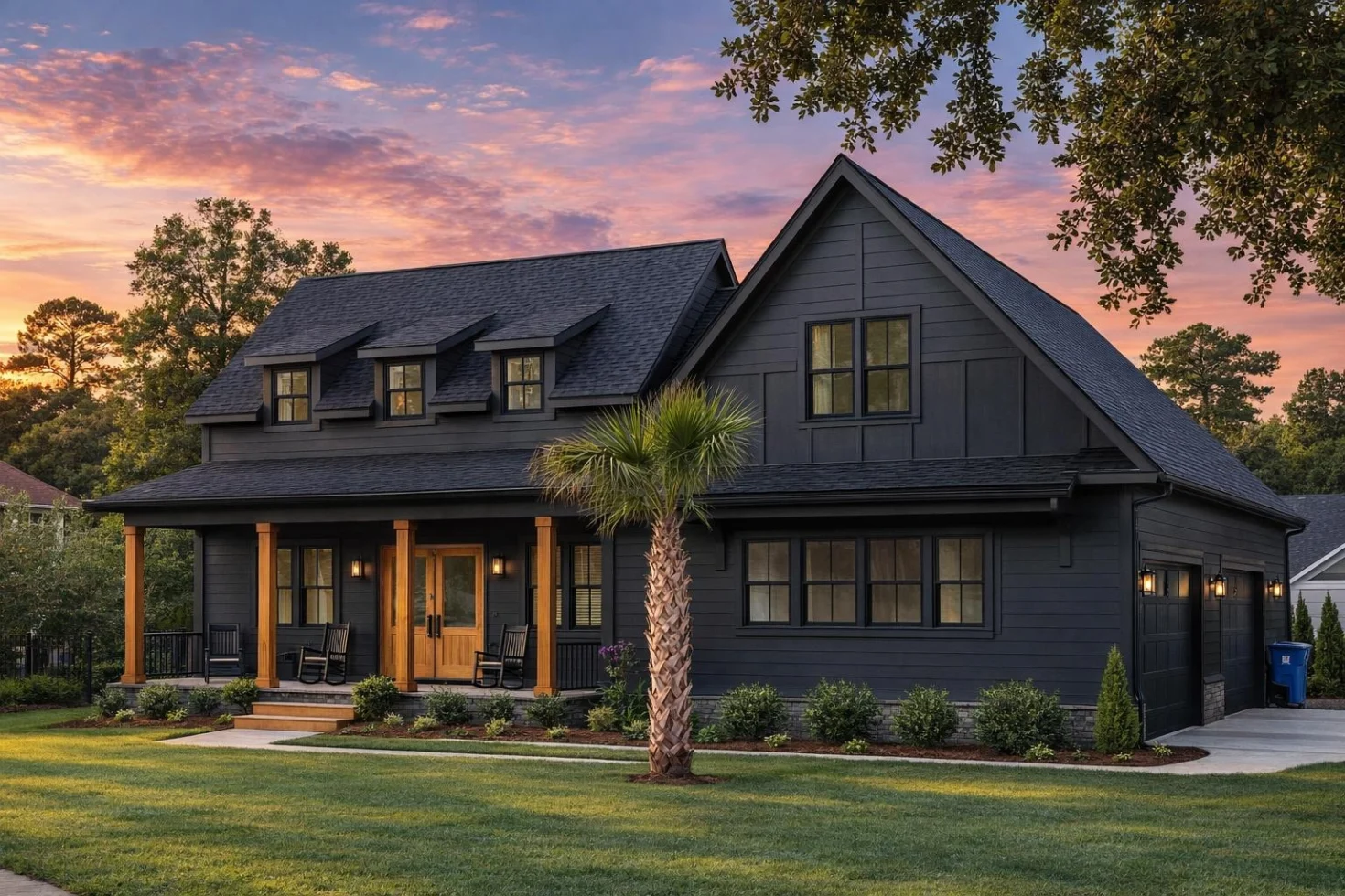 23-1943 HOUSE PLAN – Modern Farmhouse Home Plan – 3-Bed, 2-Bath, 2,332 SF - Modern Dark, AI-generated exterior concept