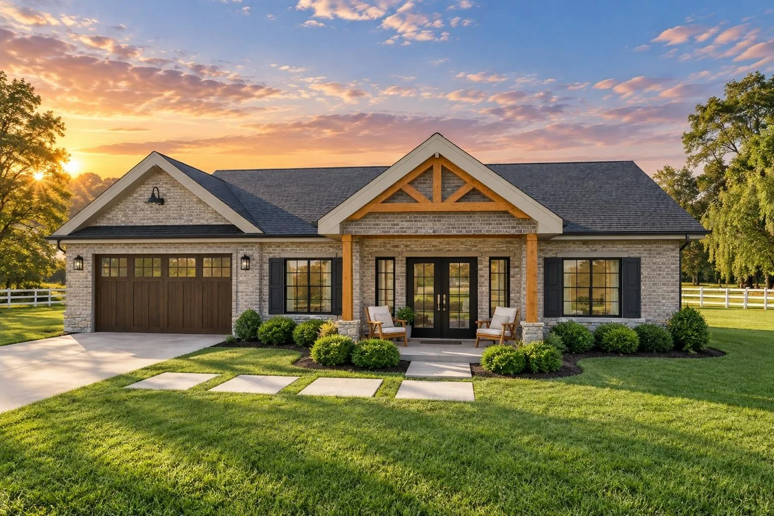 23-1943 HOUSE PLAN – Modern Farmhouse ADU Home Plan – 2-Bed, 2-Bath, 928 SF - Modern Brick, AI-generated exterior concept