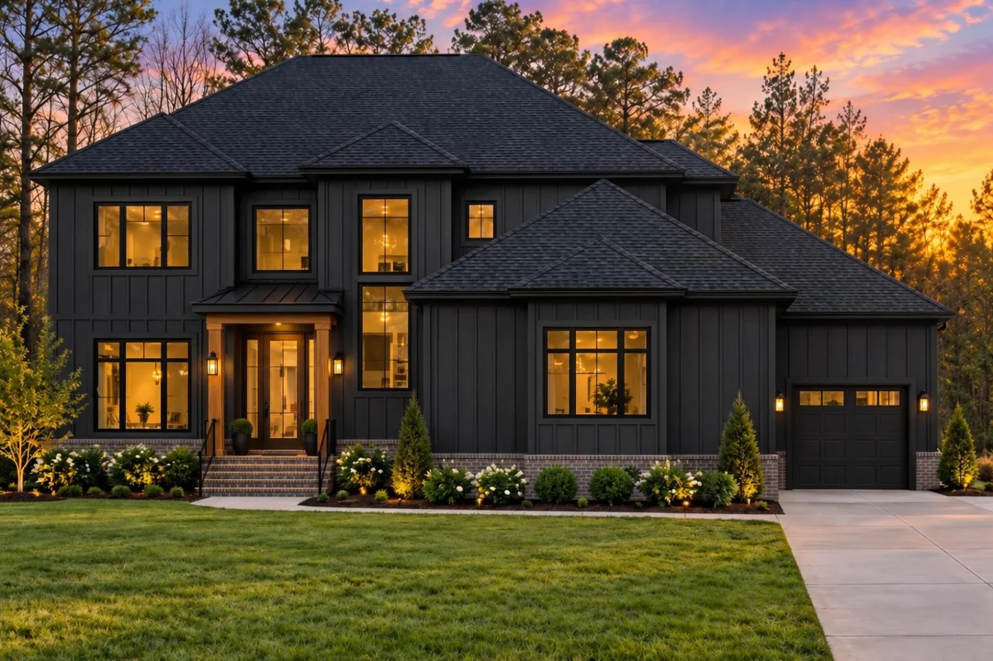 24-1699 HOUSE PLAN – Contemporary Home Plan – 4-Bed, 5-Bath, 4,176 SF - Modern Dark, AI-generated exterior concept