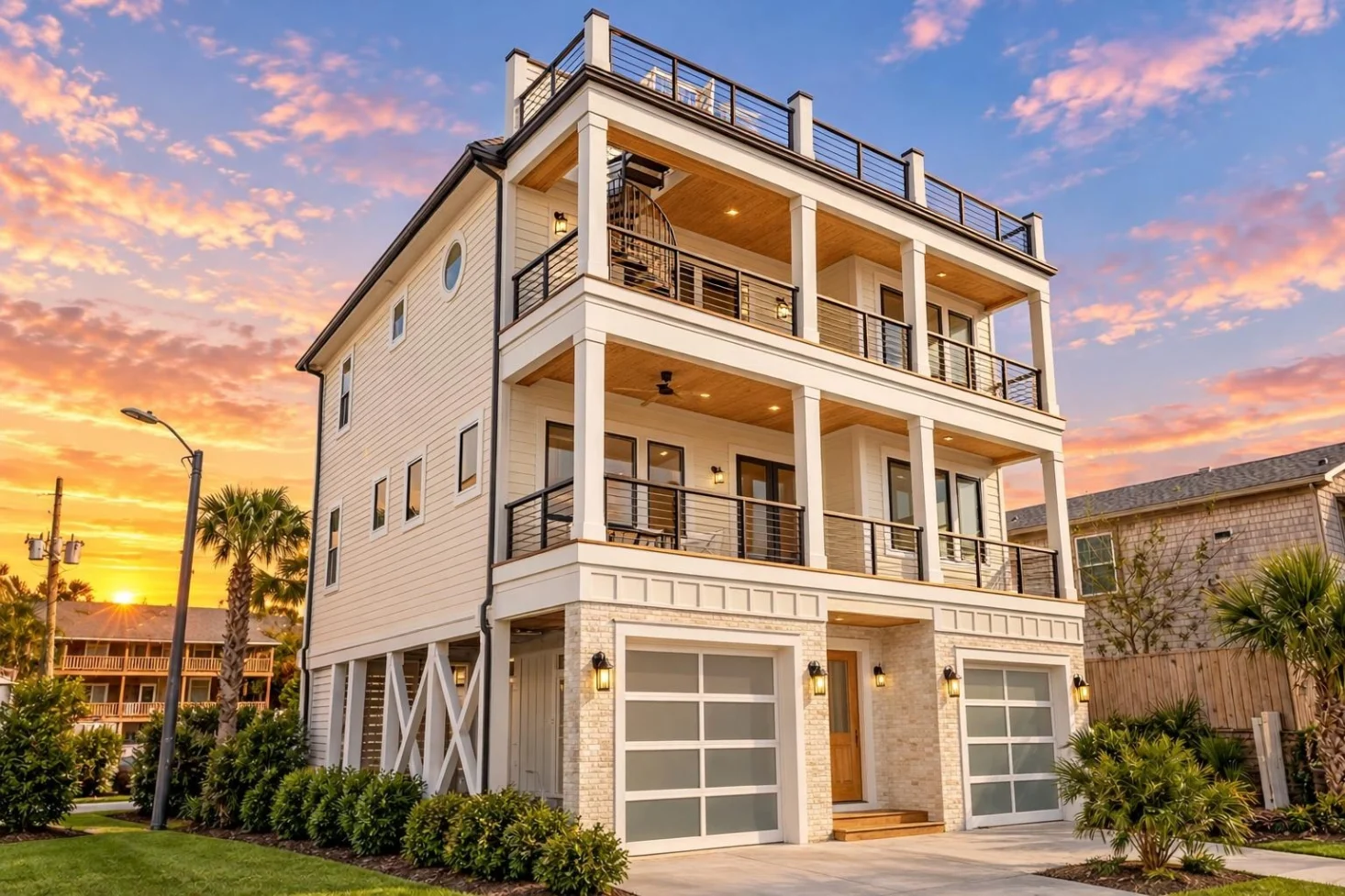24-1943 HOUSE PLAN – Coastal Home Plan – 4-Bed, 4-Bath, 2,573 SF - Warm Natural, AI-generated exterior concept