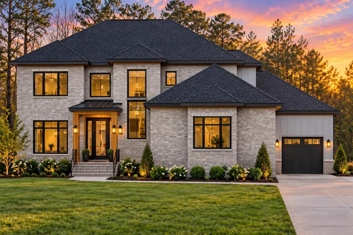 24-1699 HOUSE PLAN – Contemporary Home Plan – 4-Bed, 5-Bath, 4,176 SF - Modern Brick, AI-generated exterior concept