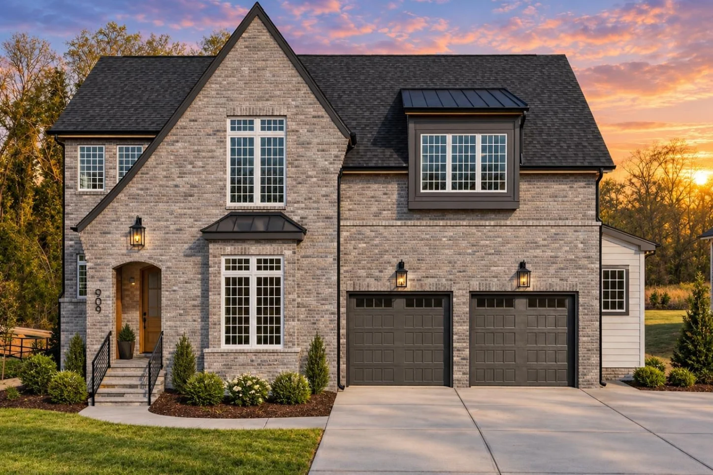 24-1425 HOUSE PLAN – Modern Tudor Home Plan – 5-Bed, 4.5-Bath, 3,279 SF - Modern Brick, AI-generated exterior concept